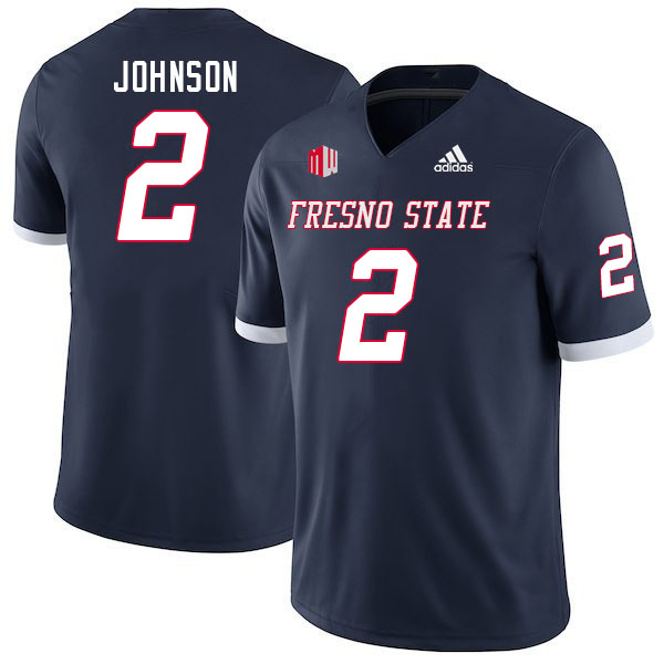Men #2 Carlton Johnson Fresno State Bulldogs College Football Jerseys Stitched Sale-Navy